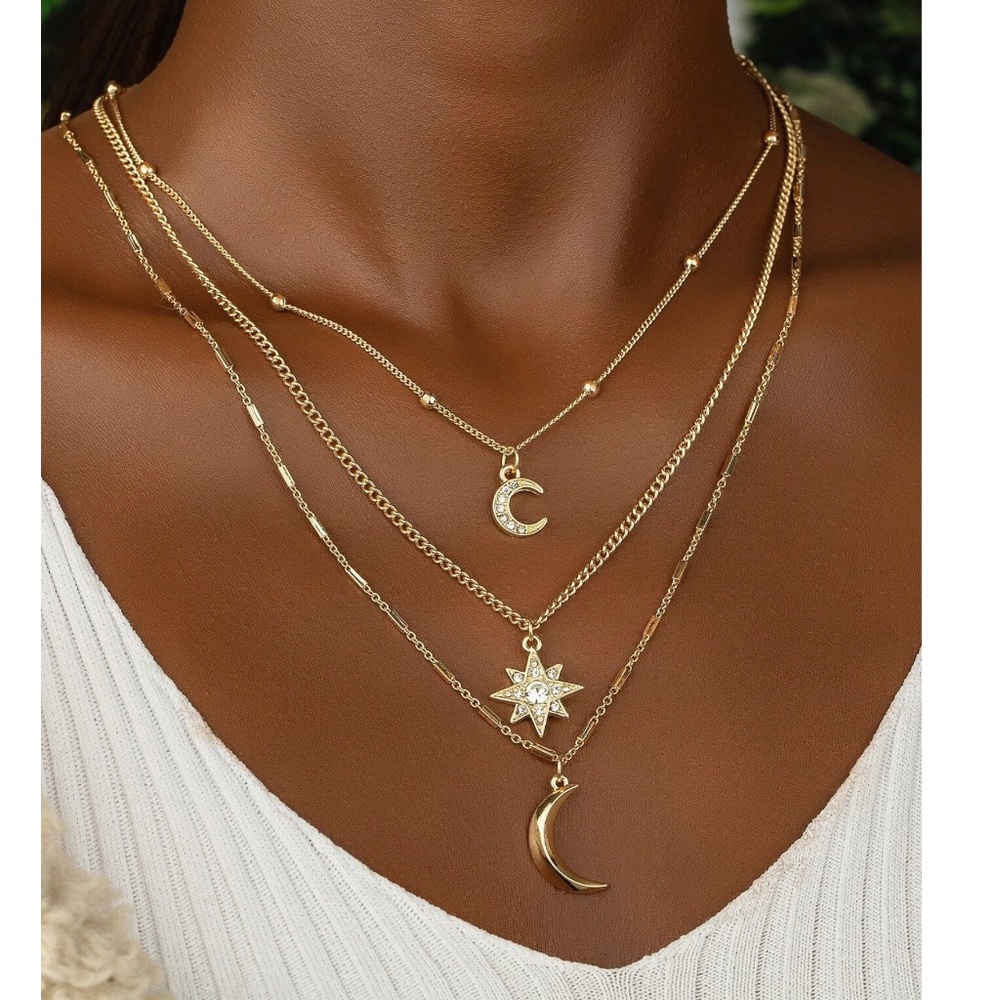 Celestial Moons Star Multilayer Necklace